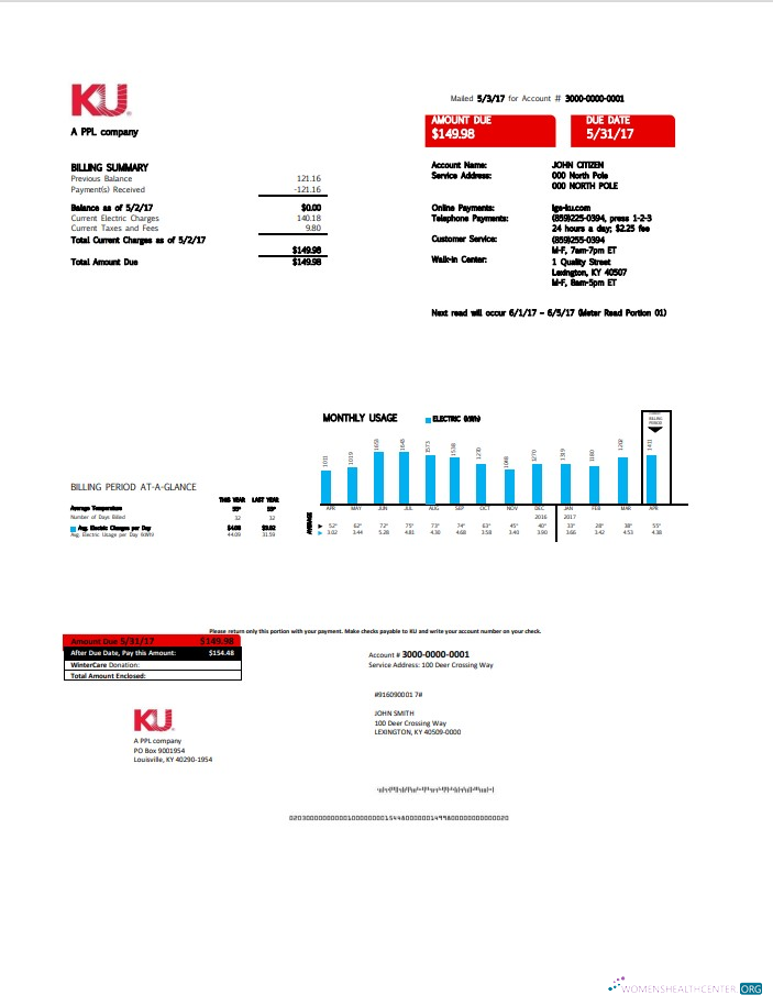 download download USA Kentucky electricity utility bill template in Word and PDF format PDF template PDF template